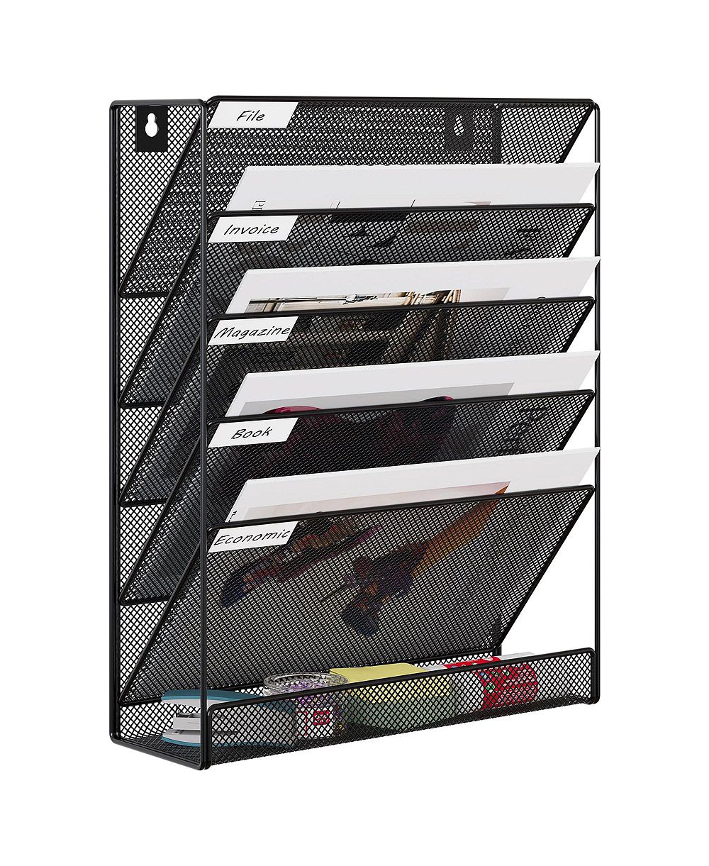 Органайзер DANRONG Mesh Wall File Holder 5 Tier с этикетками для офиса и дома