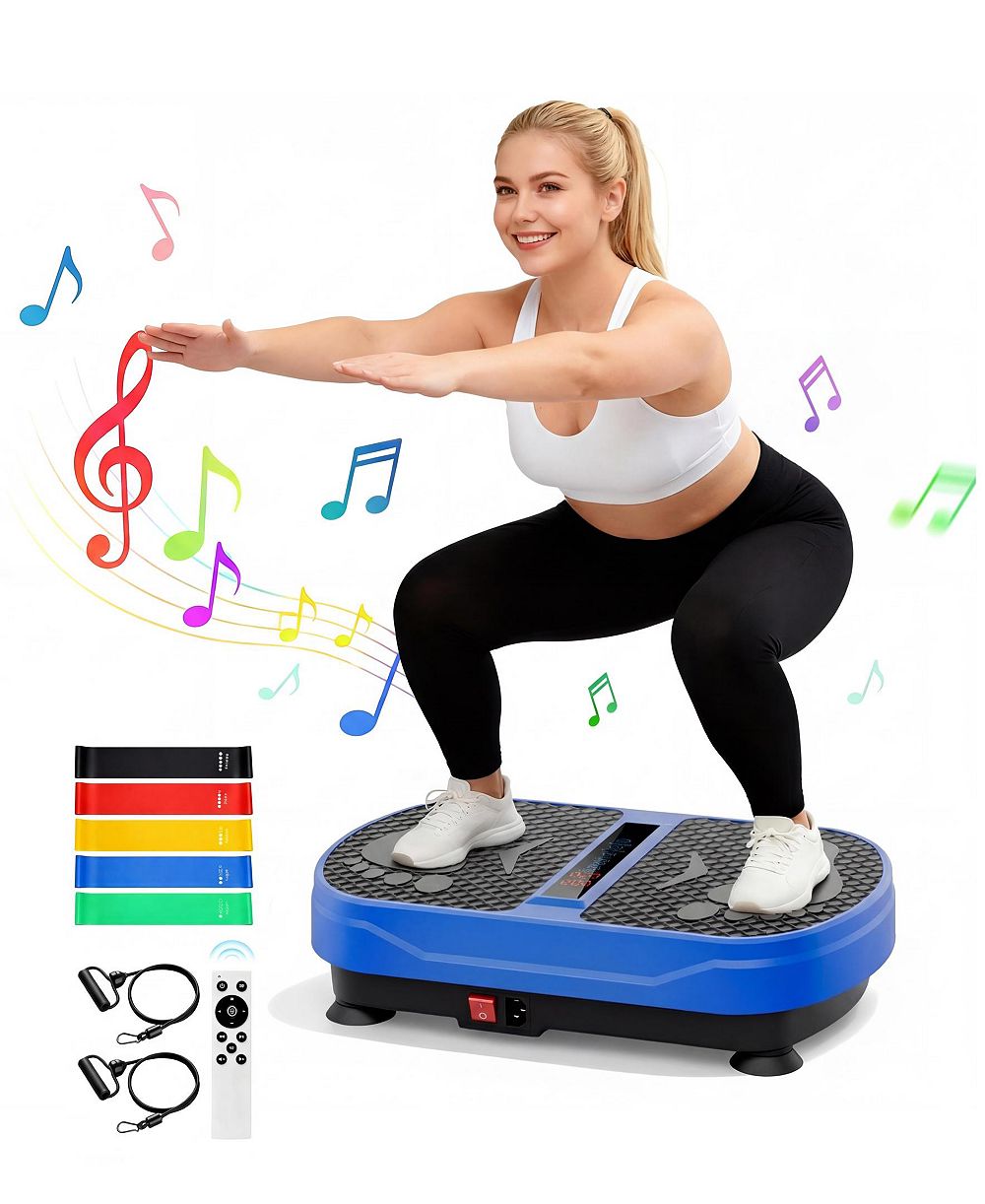 Виброплатформа для упражнений SUGIFT с Bluetooth-колонкой, 2 петли, 5 эспандеров, 450lb
