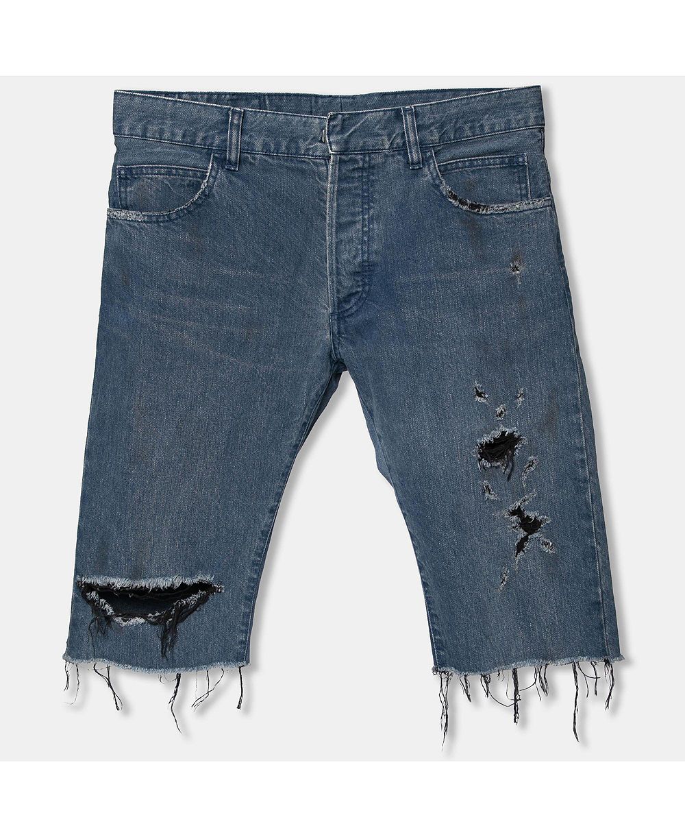 Мужские шорты Balmain Distressed Denim Frayed Edged