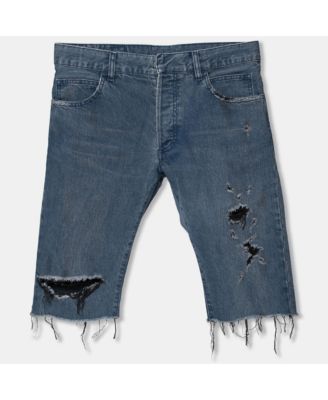 Мужские шорты Balmain Distressed Denim Frayed Edged
