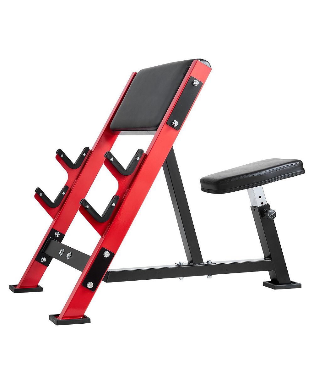 SEVORLEY Adjustable Preacher Curl Bench with Barbell Holders, 660 lb Capacity