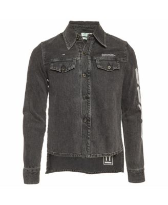Pre-Owned Off-White Women's Graphic-Print High-Low Hem Denim Jacket