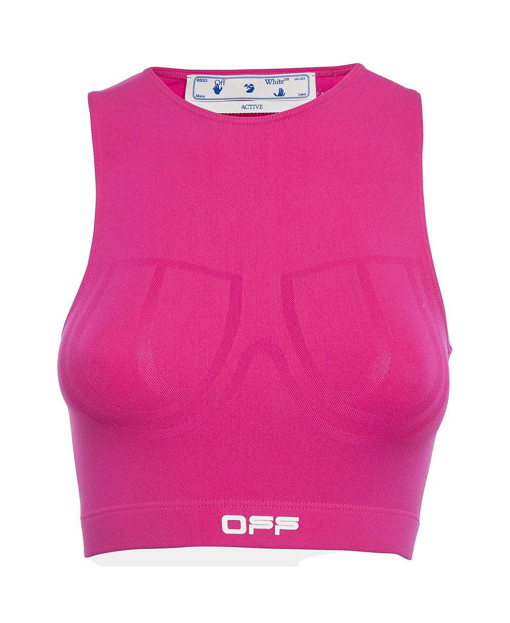 Pre-Owned Off-White Women's Logo Print Jersey Crop Top