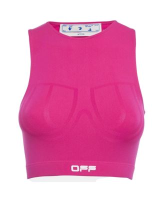 Pre-Owned Off-White Women's Logo Print Jersey Crop Top