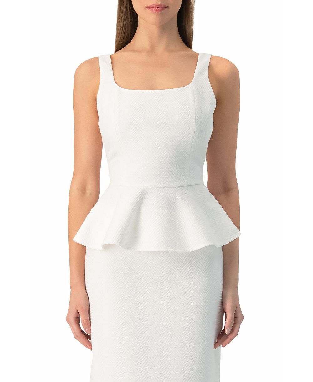 Женский топ Ivonne Herringbone Jacquard Square-Neck Sleeveless Peplum