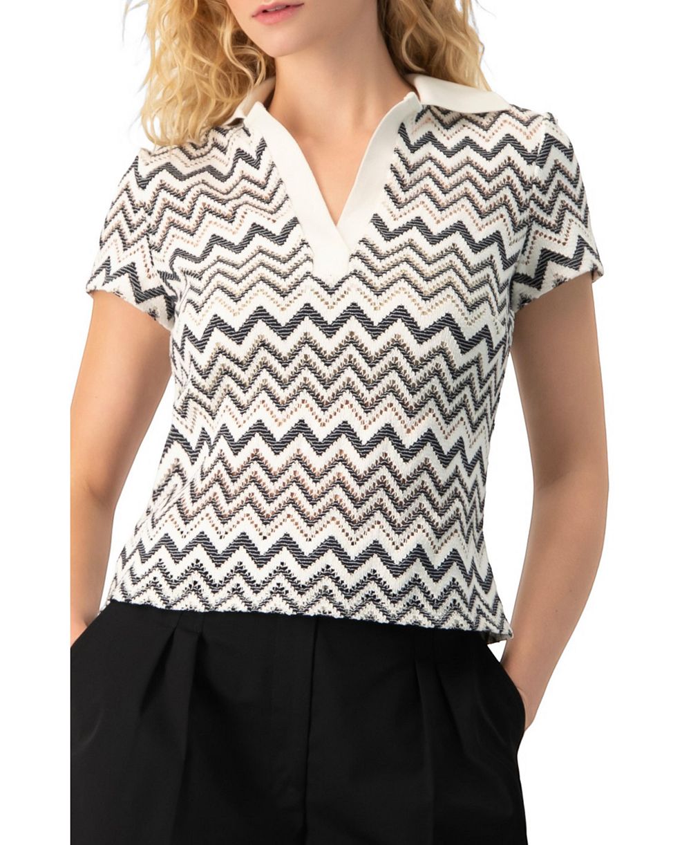 Блузка Ivonne Women's Chevron Knit Collared Polo