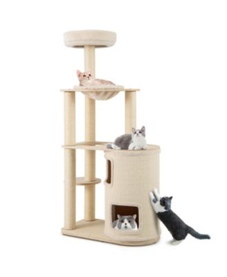 Gymax Кошачий комплекс Modern Cat Tree с когтеточками и конусом