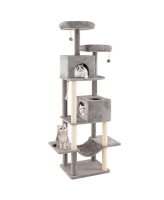 Gymax 81'' Large Cat Tree for Indoor Cats Multi-level Kitty Climbing Tower With 2 Condos