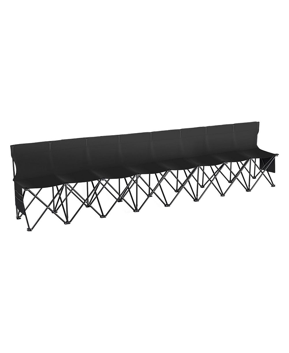 SEVORLEY 8-Seat Portable Folding Bench, Sideline Team Seating with Backrest, Side Pockets, and Carrying Bag