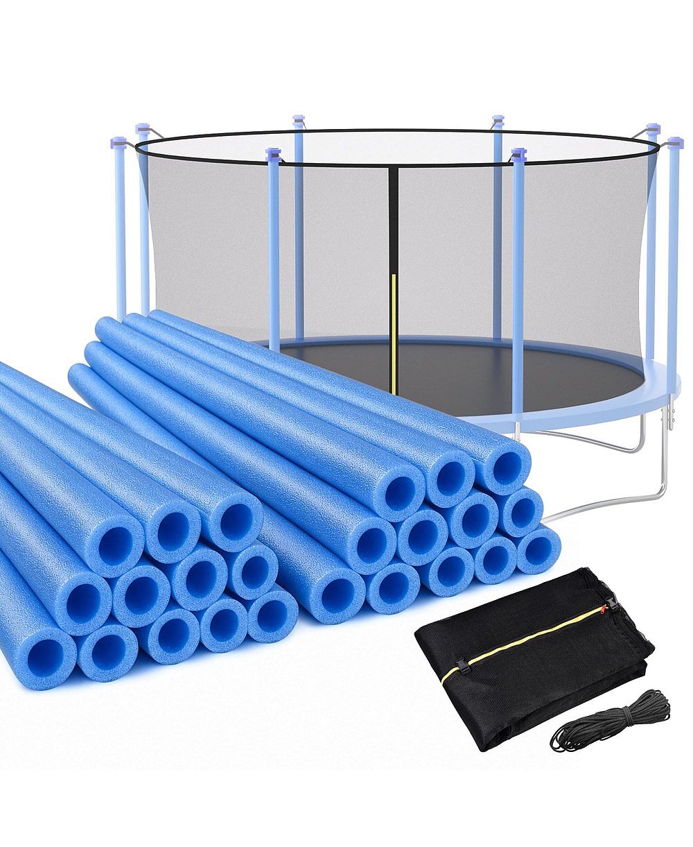 Yescom Trampoline Pole Foam Sleeves and Trampoline Net Kit, 24 Pcs 1.26" Inner Outdoor PVC Trampoline Pole Covers and 15 FT Universal Trampoline Net