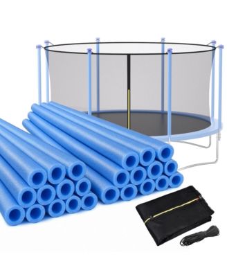 Yescom Trampoline Pole Foam Sleeves and Trampoline Net Kit, 24 Pcs 1.26" Inner Outdoor PVC Trampoline Pole Covers and 15 FT Universal Trampoline Net