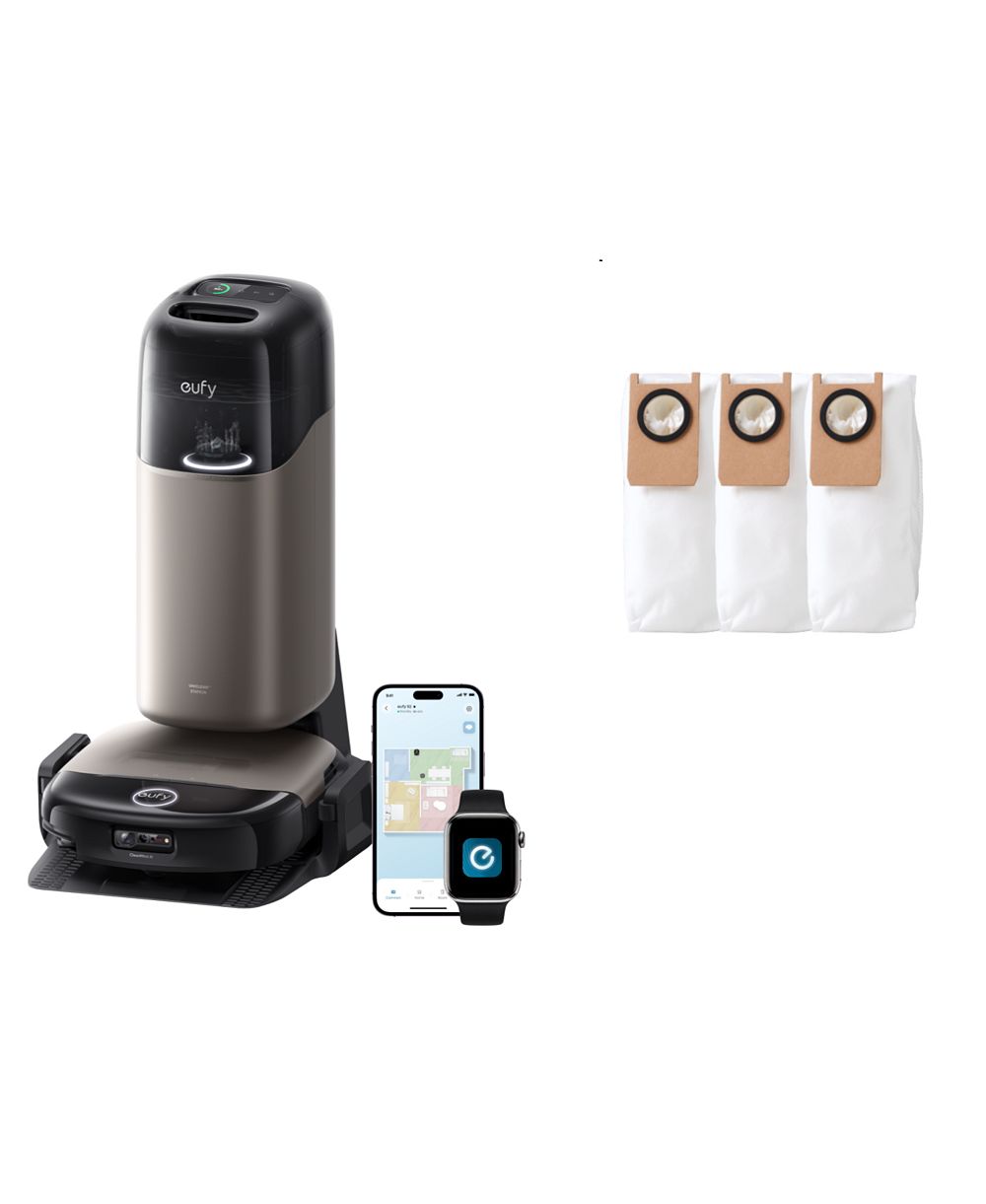 eufy Robot Vacuum and Mop Combo S2 Omni and Official Dust Bag Accessories, 30,000 Pa, Long-Lasting Suction