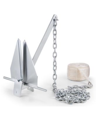 SEVORLEY Fluke Style Anchor Kit, 13 lb Galvanized Steel Boat Anchor with 8 feet Chain, 101 feet Rope and Shackles