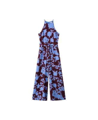 Mango Women's Floral-Print Wide-Leg Belted Jumpsuit