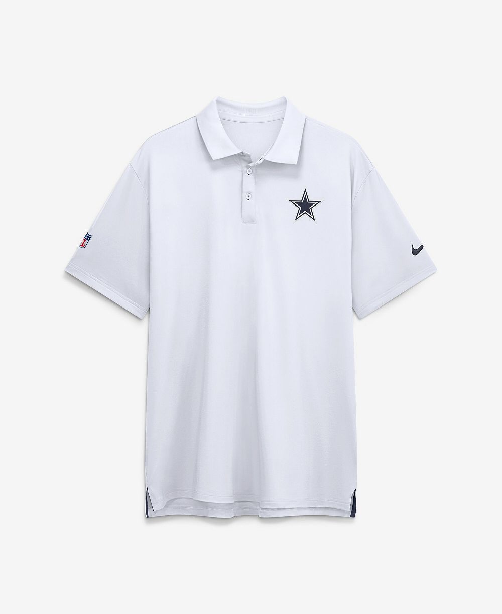 Nike Men's White Dallas Cowboys Sideline Powerful Blocking Dri-FIT Tour Polo Shirt
