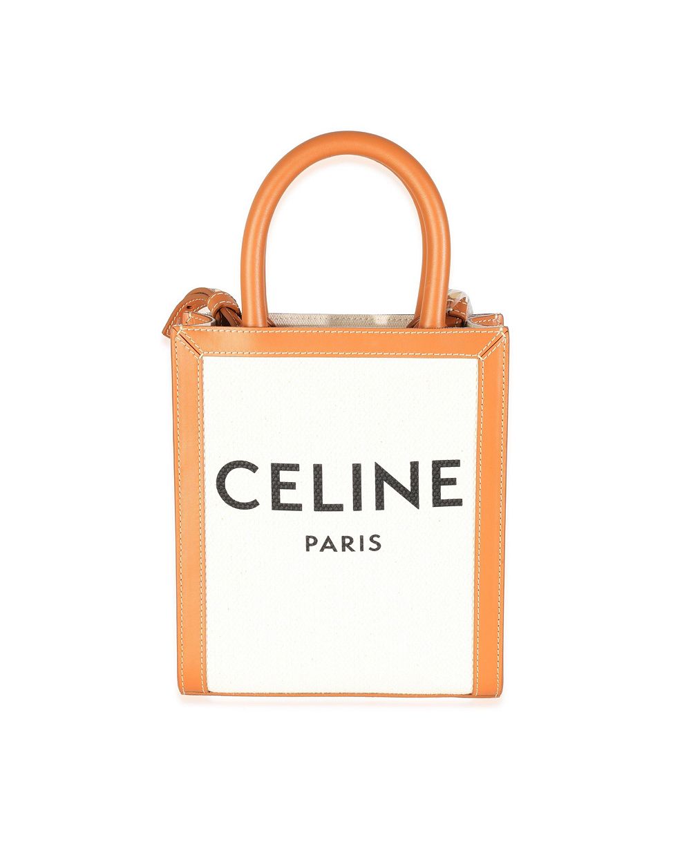 Pre-Owned Celine мини-сумка Cabas из натуральнойtan-ткани и телячьей кожи