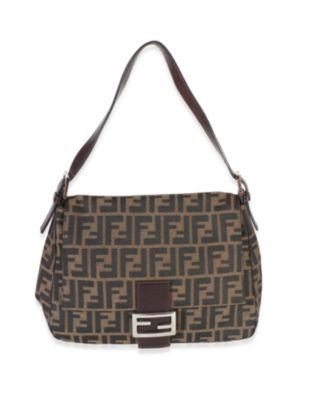 Б/у сумка Fendi Mama Baguette из ткани Zucca коричневого цвета