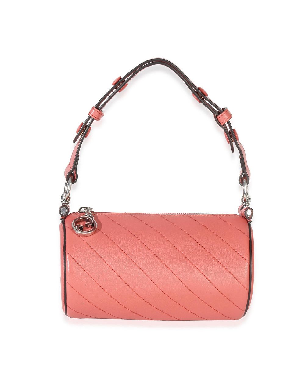 Б/у мини-сумка blondie barrel из розовой диагональной стеганой телячьей кожи gucci