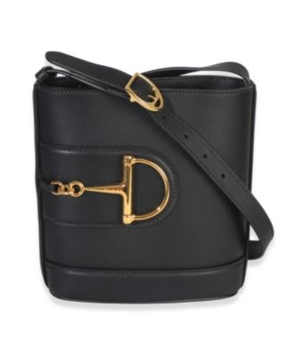 Б/у сумка-ведро Gucci Hasler Horsebit 73 Small из черной гладкой телячьей кожи