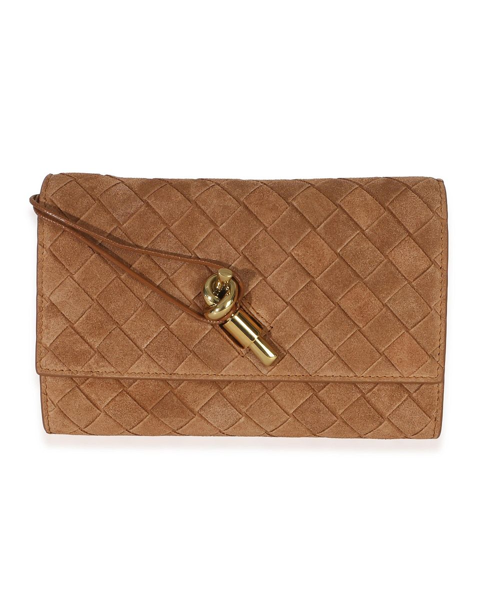 Pre-Owned Bottega Veneta маленькая сумка-клатч Andiamo из замши цвета танго с плетением Intrecciato