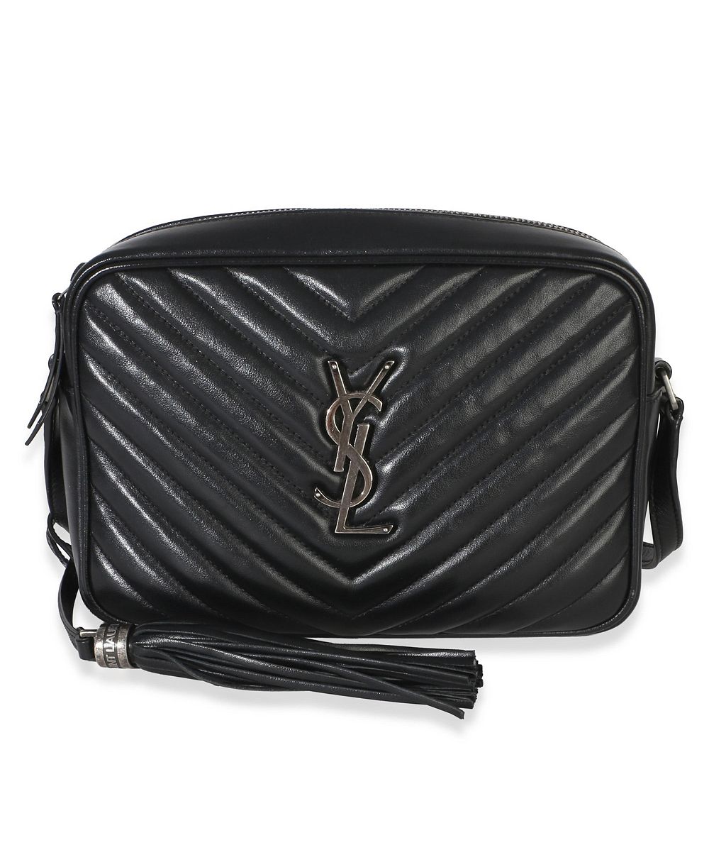 Pre-Owned Saint Laurent черная сумка-камера из стеганой телячьей кожи Lou