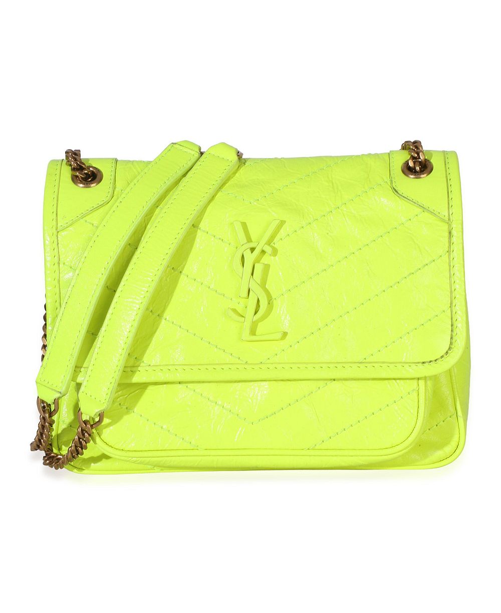 Pre-Owned Saint Laurent желтая сумка-саквояж Baby Niki с цепочкой из гофрированной телячьей кожи мателасе
