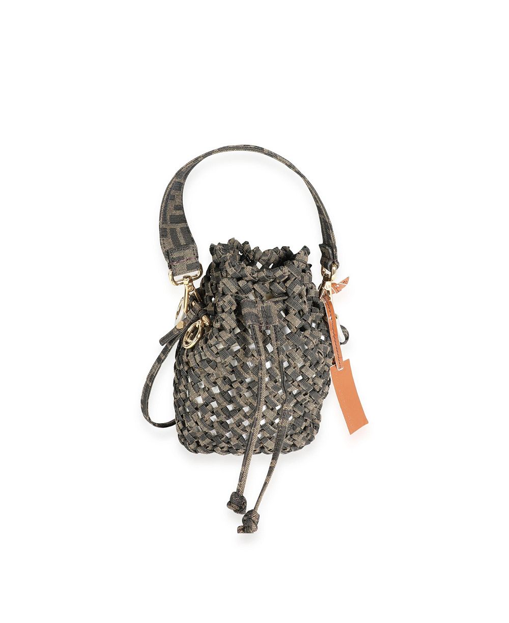 Мини-сумка Pre-Owned Fendi Brown Jacquard Interlace Canvas Mon Tresor