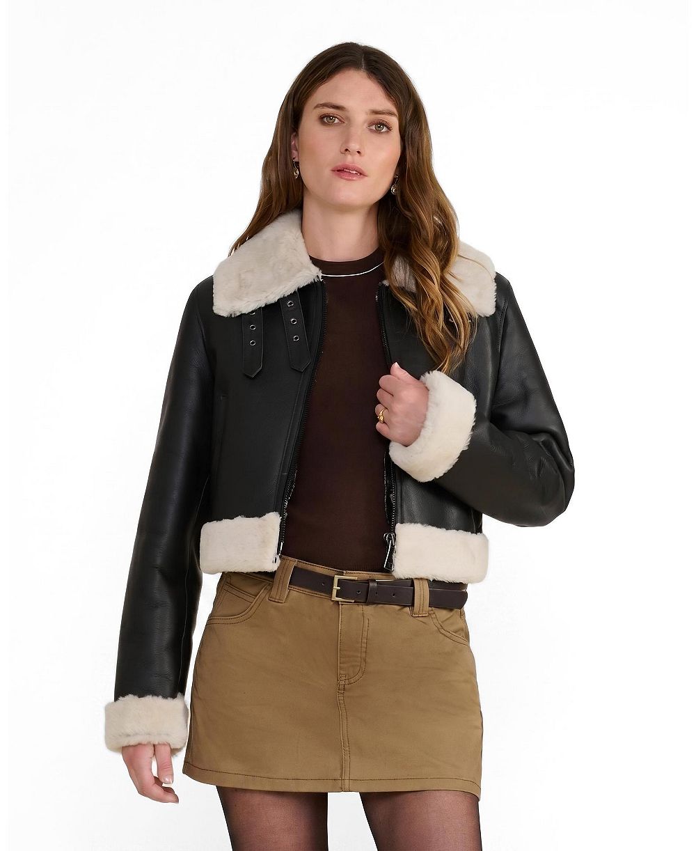 Furniq UK Women's Emery Shearling Flight Jacket