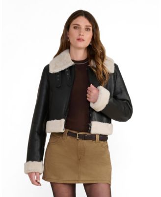 Furniq UK Women's Emery Shearling Flight Jacket