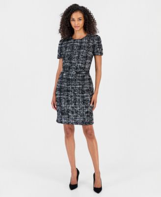 Anne Klein женское миди-платье в клетку с пышными рукавами