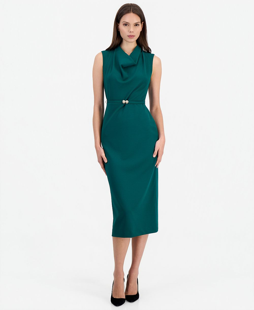 Anne Klein женское миди-платье с драпировкой на шее и ремнем