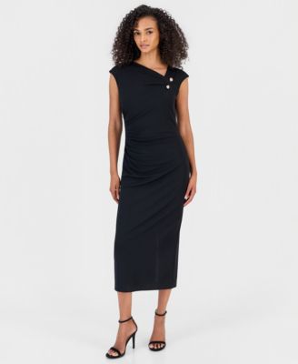 Anne Klein женское миди-платье с асимметричной драпировкой и воротником-кашемиром