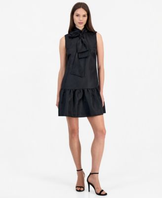 Женское мини-платье Anne Klein с бантом на шее и ярусной юбкой