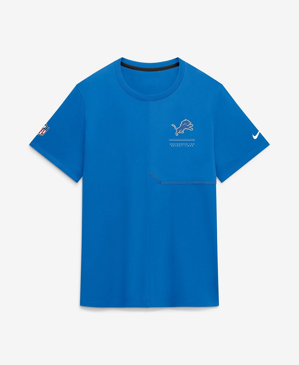 Мужская футболка Nike Blue Detroit Lions Sideline UV Dri-FIT Coaches