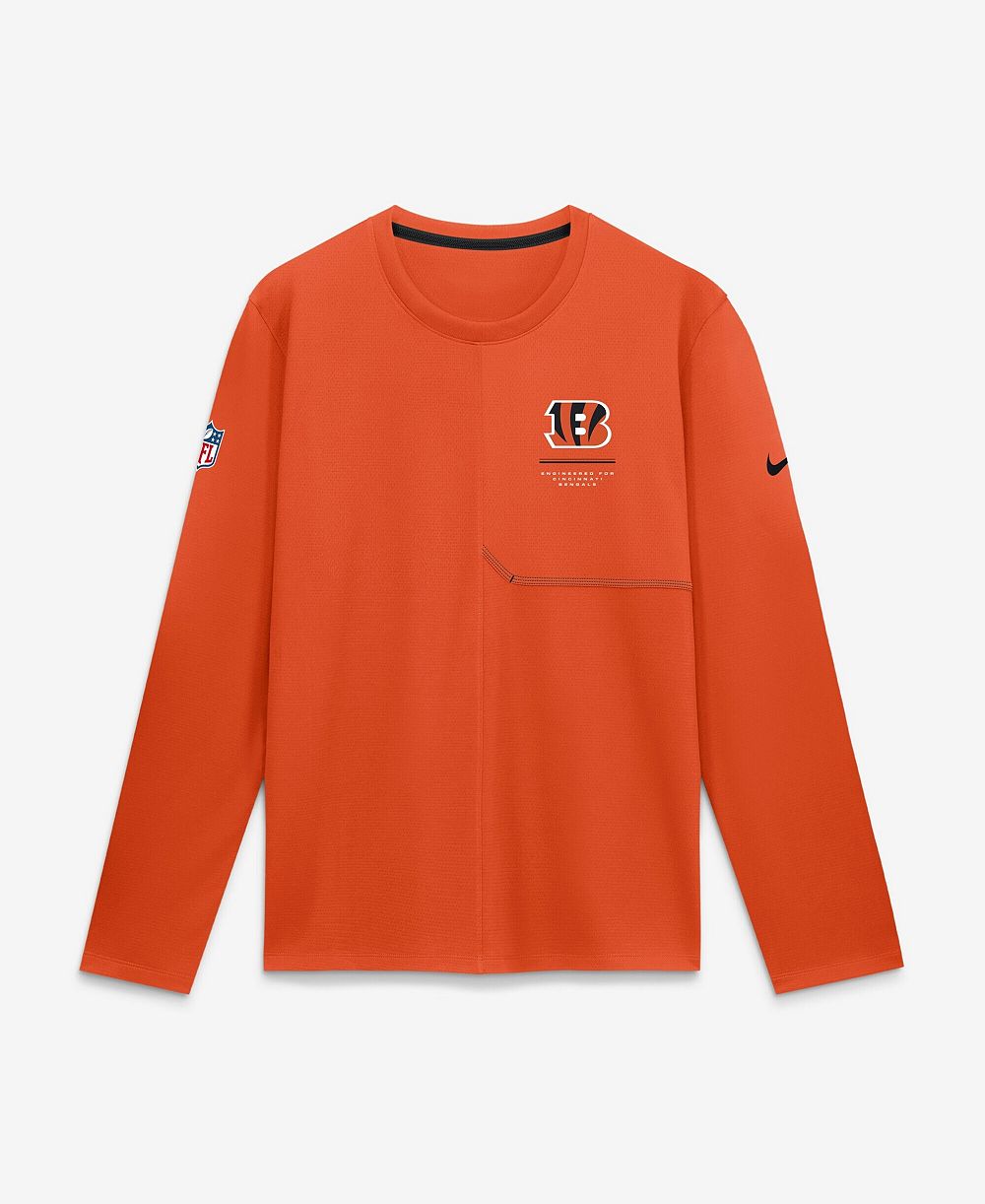 Мужская рубашка Nike Orange Cincinnati Bengals Sideline Coaches UV Dri-FIT Long Sleeve