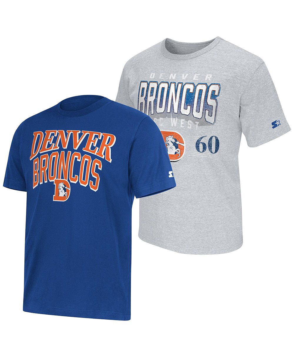 Мужской набор из двух футболок Starter Royal/Gray Denver Broncos Two-Pack Throwback Logo