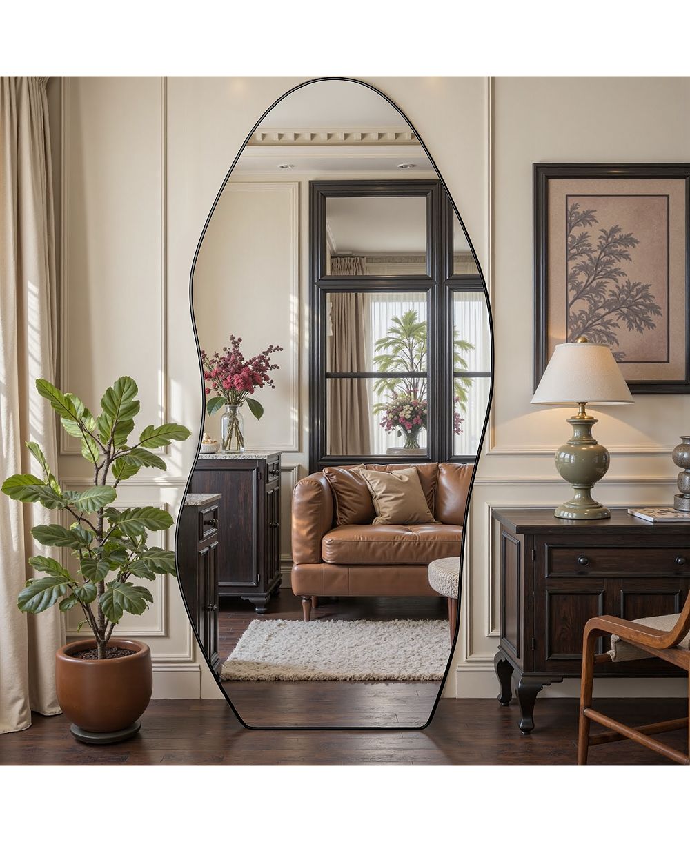 Antok Full Length Mirror, 76"x36" Irregularly shaped Floor Mirror for Bedroom, Hanging Mounted for Living Room Cloakroom