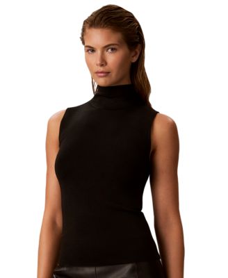 Calvin Klein Women's Cutaway Mock Neck Knit Tank Top