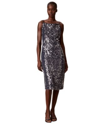 Calvin Klein Women's Sequin Square Neck Midi Dress