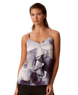 Calvin Klein Women's V-Neck Ruffle-Front Satin Camisole