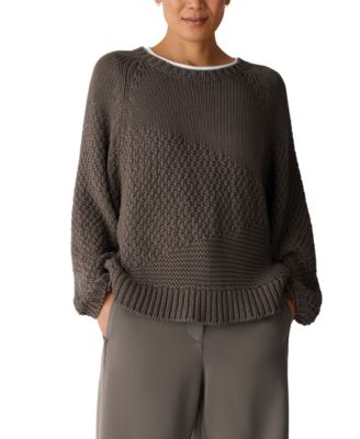 Женский свитер Eileen Fisher свободного кроя с длинным рукавом и круглым вырезом