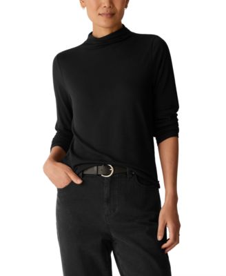 Eileen Fisher Women's Funnel-Neck Long-Sleeve T-Shirt
