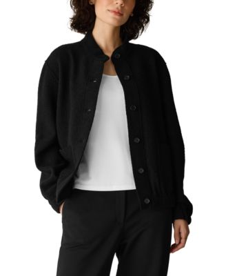 Eileen Fisher Women's Stand Collar Boiled Wool Short Jacket