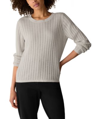 Женский свитер Eileen Fisher из мериносовой шерсти с круглым вырезом и длинным рукавом