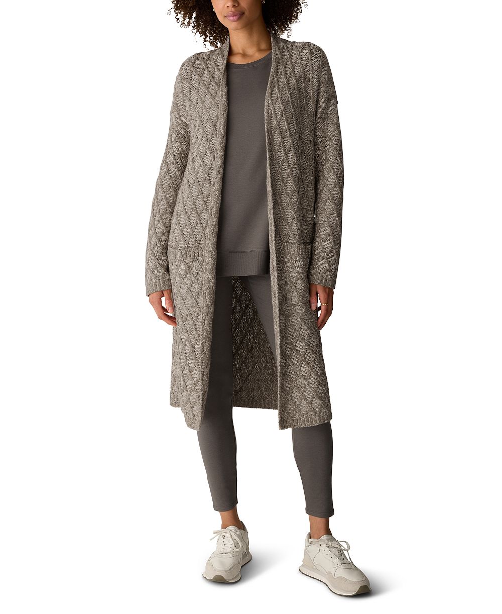Eileen Fisher Women's Peruvian Cotton-Blend Boucle Fluff Long Cardigan Long-Sleeve High-Collar Cardigan
