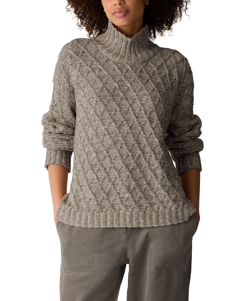 Eileen Fisher Women's Cable-Knit Turtleneck Cotton-Blend Sweater
