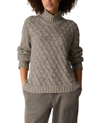 Eileen Fisher женский свитер из хлопковой смеси с высоким воротником и косичкой