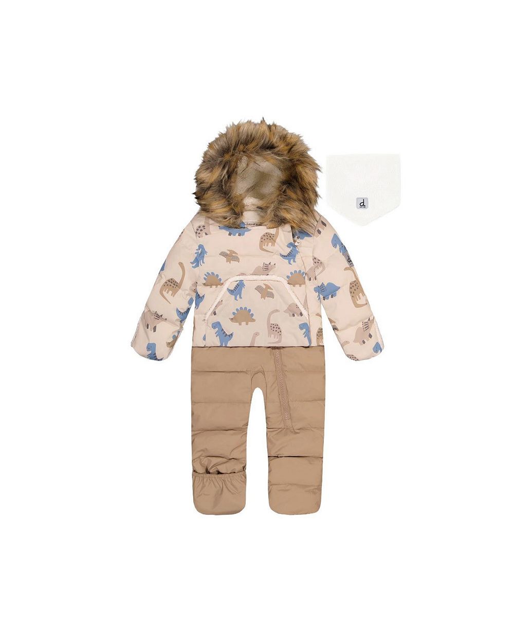 Детский комбинезон Deux par Deux Baby Boys 1M to 24 M Snug One Piece Snowsuit Dinosaur Print