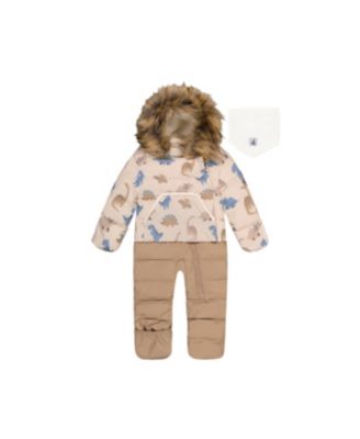 Детский комбинезон Deux par Deux Baby Boys 1M to 24 M Snug One Piece Snowsuit Dinosaur Print