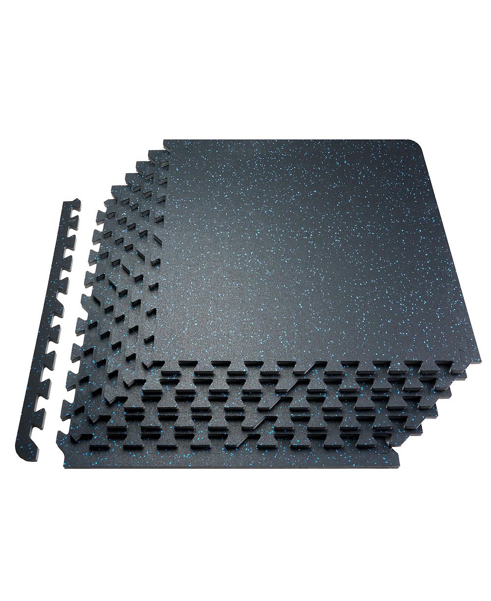 SEVORLEY Interlocking Gym Floor Tiles, 6-Piece Rubber-Top Puzzle Mats, 24 Sq Ft